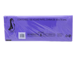 [002679] Papel China Pingüino 50x75 cms Morado C/ 100 pzs Belumosa