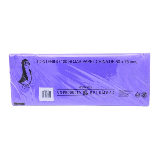 [002679] Papel China Pingüino 50x75 cms Morado C/ 100 pzs Belumosa