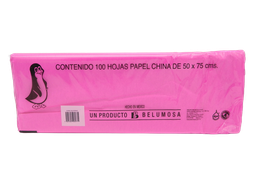 [002683] Papel China Pingüino 50x75 cms Rosa Solferino C/ 100 pzs Belumosa