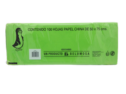 [002687] Papel China Pingüino 50x75 cms Verde Limon C/ 100 pzs Belumosa