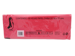 [002690] Papel China Pingüino 50x75 cms Rojo Navidad C/ 100 pzs Belumosa