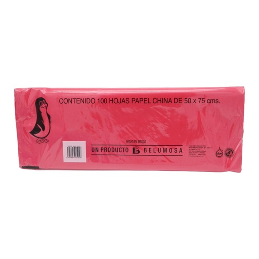 [002690] Papel China Pingüino 50x75 cms Rojo Navidad C/ 100 pzs Belumosa