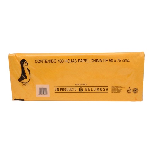 [002692] Papel China Pingüino 50x75 cms Amarillo Huevo C/ 100 pzs Belumosa
