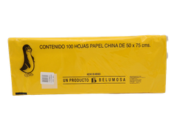 [002693] Papel China Pingüino 50x75 cms Amarillo Incendio C/ 100 pzs Belumosa