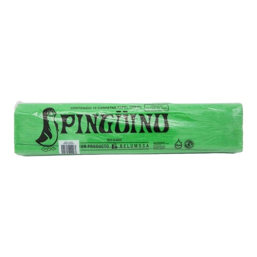 [002724] Papel Crepe Pingüino Verde Bandera C/ 10 pzs Belumosa
