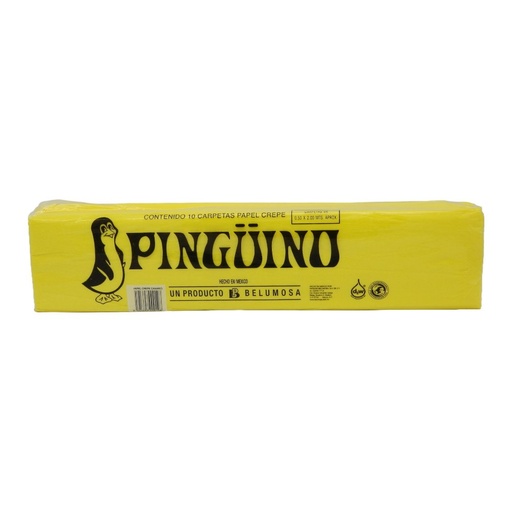 [002725] Papel Crepe Pingüino Amarillo Canario C/ 10 pzs Belumosa