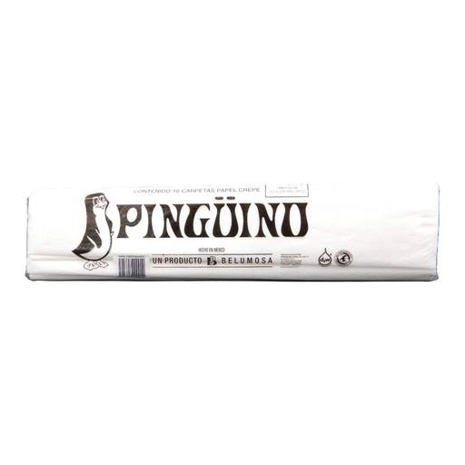[002729] Papel Crepe Pingüino Blanco C/ 10 pzs Belumosa