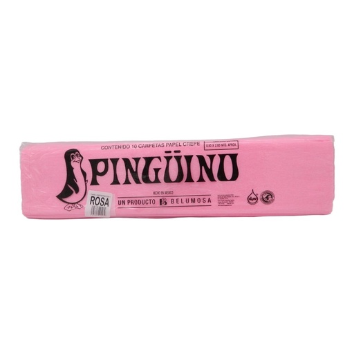 [002744] Papel Crepe Pingüino Rosa C/ 10 pzs Belumosa