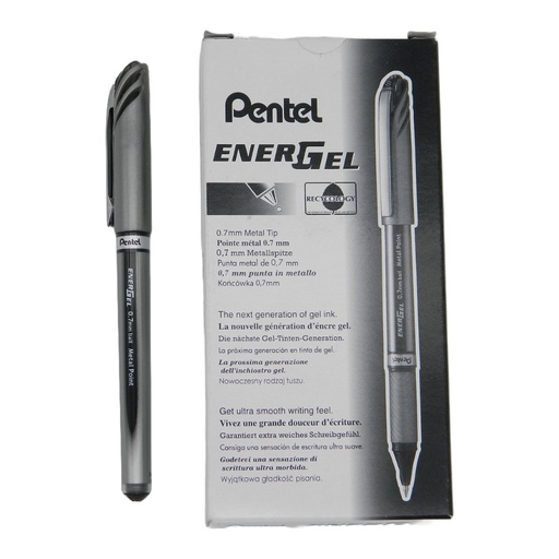 [002768] Pluma Energel 0.7 mm P/ Fino Negro C/ 12 pzs BL27 Pentel