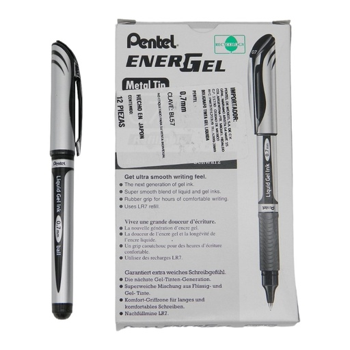 [002773] Pluma Energel 0.7 mm P/ Fino Negro C/ 12 pzs BL57 Pentel
