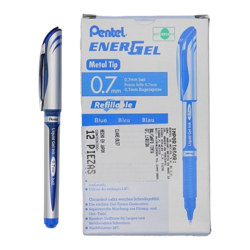 [002774] Pluma Energel 0.7 mm P/ Fino Azul C/ 12 pzs BL57 Pentel
