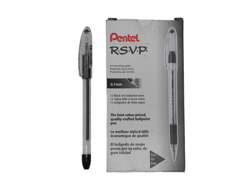 [002783] Pluma RSVP 0.7 mm P/ Fino Negro C/ 12 pzs Pentel