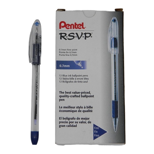 [002784] Pluma RSVP 0.7 mm P/ Fino Azul C/ 12 pzs Pentel
