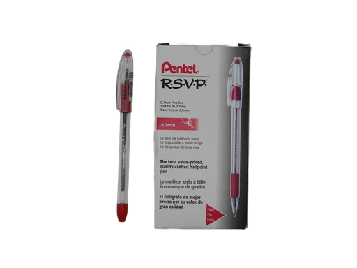 [002785] Pluma RSVP 0.7 mm P/ Fino Rojo C/ 12 pzs Pentel