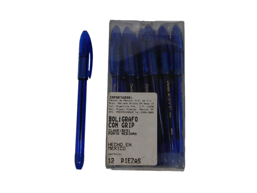 [002787] Pluma RSVP 1.0 mm P/ Mediano Azul C/ 12 pzs Pentel