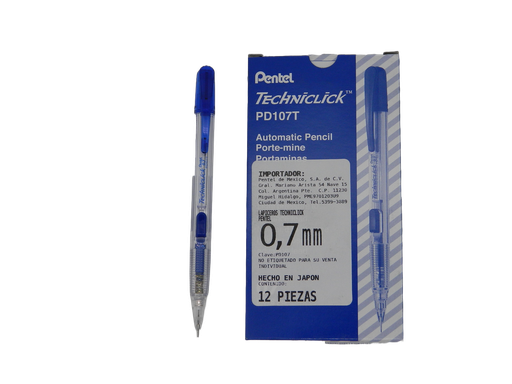[002794] Lapicero Techniclick 0.7 mm Azul C/ 12 pzs Pentel