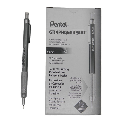 [002798] Lapicero Graphgear 500 0.9 mm Gris C/ 12 pzs Pentel