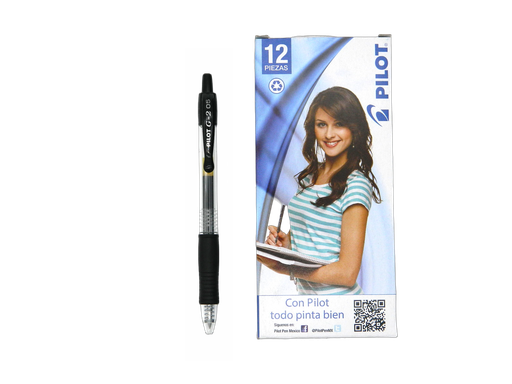 [002830] Pluma G2 0.5 mm P/ Extrafino Negro C/ 12 pzs Pilot