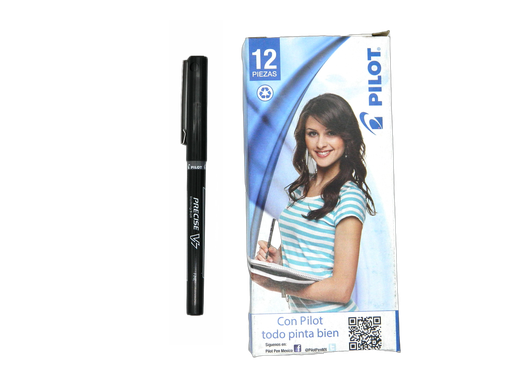 [002839] Pluma Precise PV7 0.7 mm P/ Fino Negro C/ 12 pzs Pilot