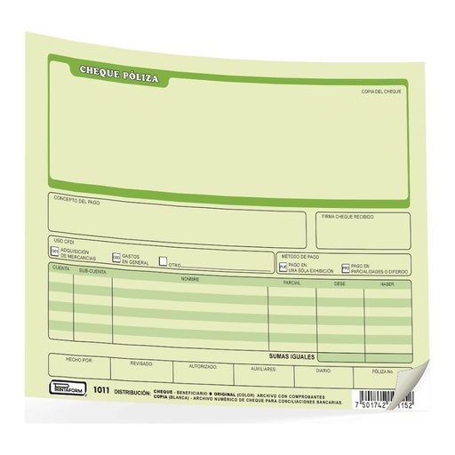 [002912] Poliza Cheque T/ 1/2 Oficio C/ 25 juegos Printaform