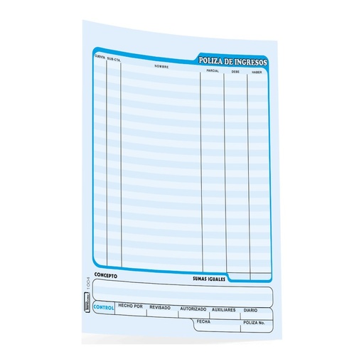 [002914] Poliza Ingresos a Mano T/ Carta C/ 50 hjs Printaform