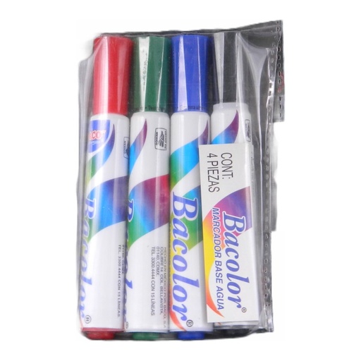 [002968] Marcador Base Agua Bacolor Surtido C/ 4 pzs Baco