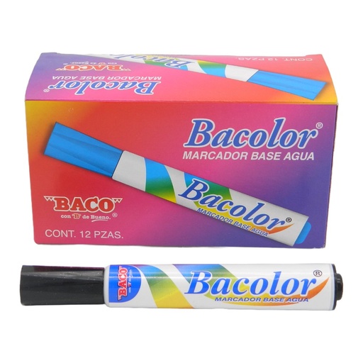 [002970] Marcador Base Agua Bacolor Negro C/ 12 pzs Baco
