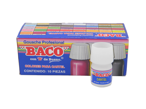 [003078] Pintura Cartel 72 Blanco P/ Letreros 20 ml C/ 10 pzs Baco