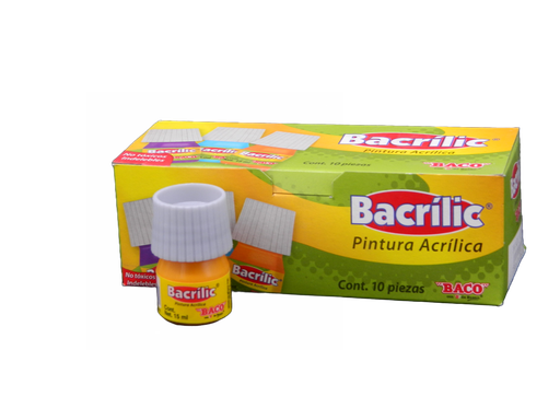 [003091] Pintura Acrilica 352 Amarillo Medio 15 ml C/ 10 pzs Baco