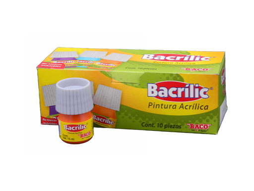 [003092] Pintura Acrilica 353 Naranja 15 ml C/ 10 pzs Baco