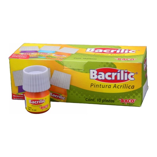 [003092] Pintura Acrilica Bacrilic 353 Naranja 20 ml C/ 10 pzs Baco