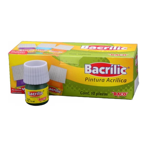 [003104] Pintura Acrilica Bacrilic 363-A Verde Obscuro 20 ml C/ 10 pzs Baco