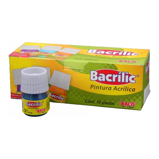 [003106] Pintura Acrilica Bacrilic 365 Azul Turquesa 20 ml C/ 10 pzs Baco