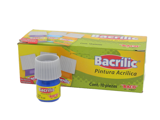 [003107] Pintura Acrilica 365-A Azul Cobalto 15 ml C/ 10 pzs Baco
