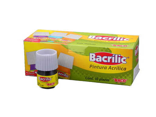 [003115] Pintura Acrilica 373 Negro 15 ml C/ 10 pzs Baco