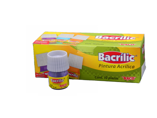 [003125] Pintura Acrilica 383 Lila Pastel 15 ml C/ 10 pzs Baco