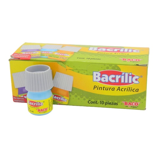 [003126] Pintura Acrilica Bacrilic 384 Azul Pastel 20 ml C/ 10 pzs Baco