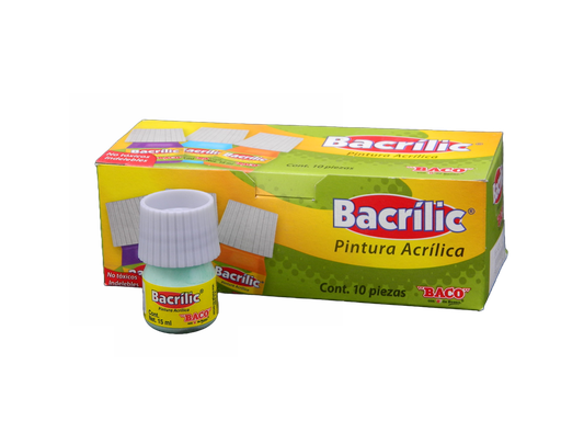 [003127] Pintura Acrilica 385 Verde Pastel 15 ml C/ 10 pzs Baco