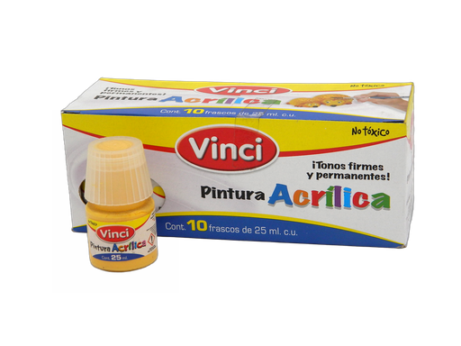 [003279] Pintura Acrilica Vinci 010 Amarillo Claro 25 ml C/ 10 pzs Dixon
