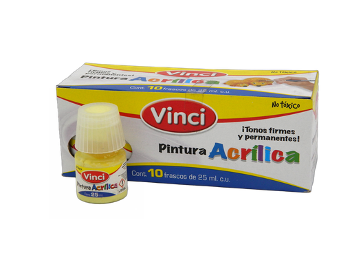 [003281] Pintura Acrilica Vinci 012 Amarillo Pastel 25 ml C/ 10 pzs Dixon