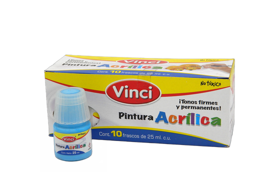 [003285] Pintura Acrilica Vinci 022 Azul Pastel 25 ml C/ 10 pzs Dixon