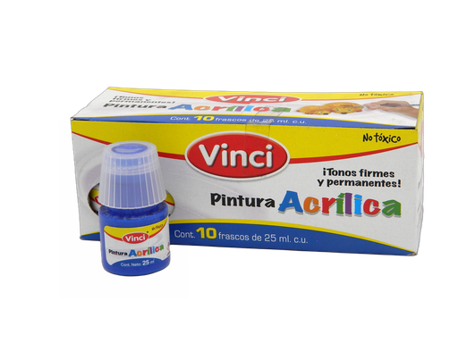 [003286] Pintura Acrilica Vinci 023 Azul Ultramar 25 ml C/ 10 pzs Dixon