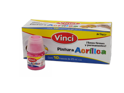 [003301] Pintura Acrilica Vinci 101 Rosa Pastel 25 ml C/ 10 pzs Dixon