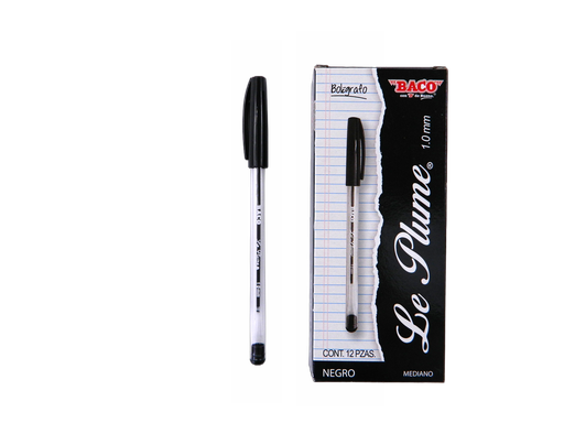 [003365] Pluma Le Plume 1.0 mm P/ Mediano Negro C/ 12 pzs Baco