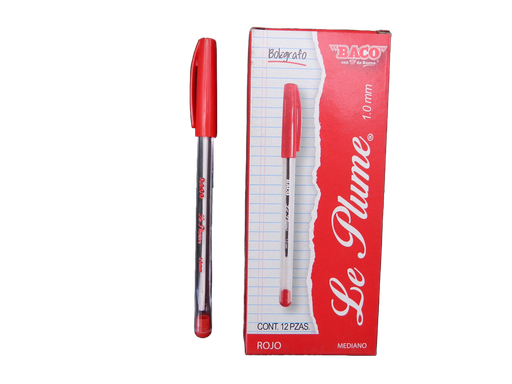 [003366] Pluma Le Plume 1.0 mm P/ Mediano Rojo C/ 12 pzs Baco