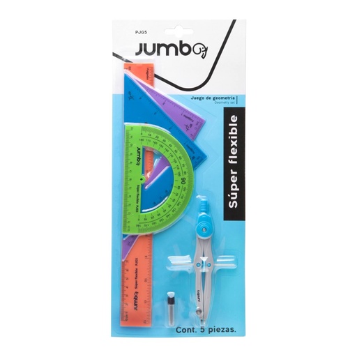 [003437] Juego Geometrico Flexible Grande C/ Compas Plastico Jumbo