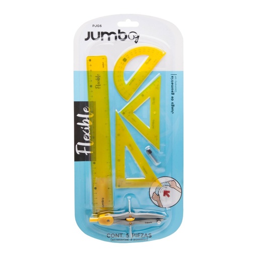 [003438] Juego Geometrico Flexible Mediano C/ Compas Plastico Jumbo