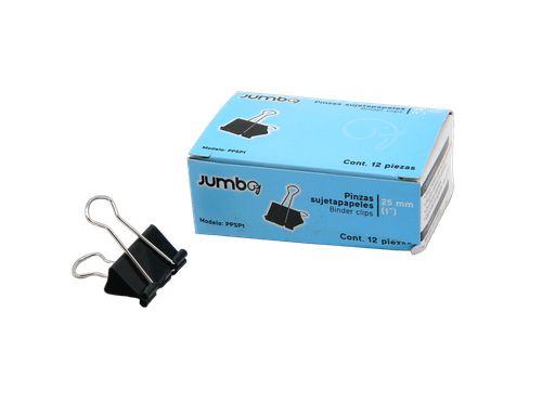 [003451] Binder Clip 25 mm 1" C/ 12 pzs Jumbo