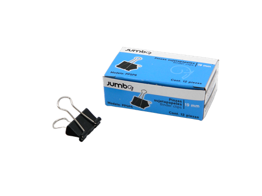 [003456] Binder Clip 19 mm 3/4" C/ 12 pzs Jumbo
