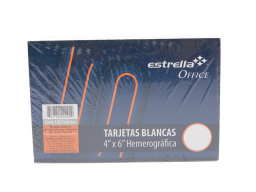 [003632] Tarjeta Blanca 4 x 6 C/ 100 pzs Estrella
